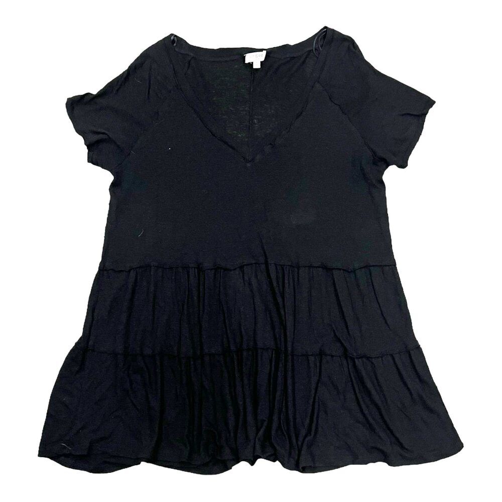 Umgee USA Black Linen Blend Tiered T-shirt Dress L